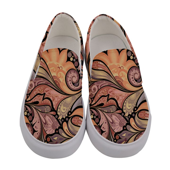 Colorful Paisley Background Artwork Paisley Patterns Women s Canvas Slip Ons