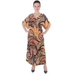 Colorful Paisley Background Artwork Paisley Patterns V-Neck Boho Style Maxi Dress