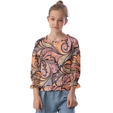 Colorful Paisley Background Artwork Paisley Patterns Kids  Cuff Sleeve Top by Semog4