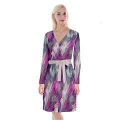 Colorful Artistic Pattern Design Long Sleeve Velvet Front Wrap Dress by Semog4