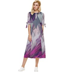 Colorful Artistic Pattern Design Bow Sleeve Chiffon Midi Dress by Semog4