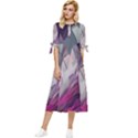 Colorful Artistic Pattern Design Bow Sleeve Chiffon Midi Dress View1