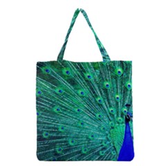 Green And Blue Peafowl Peacock Animal Color Brightly Colored Grocery Tote Bag