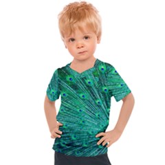 Green And Blue Peafowl Peacock Animal Color Brightly Colored Kids  Sports Tee