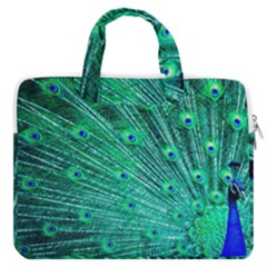 Green And Blue Peafowl Peacock Animal Color Brightly Colored MacBook Pro 16  Double Pocket Laptop Bag 