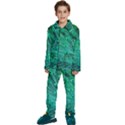 Green And Blue Peafowl Peacock Animal Color Brightly Colored Kids  Long Sleeve Velvet Pajamas Set View1