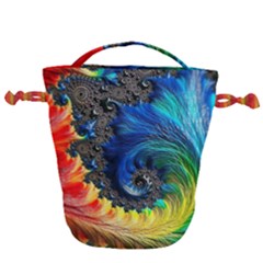 Colorful Digital Art Fractal Design Drawstring Bucket Bag by Semog4