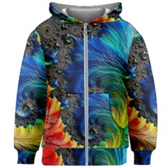 Colorful Digital Art Fractal Design Kids  Zipper Hoodie Without Drawstring by Semog4