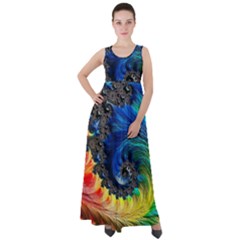 Colorful Digital Art Fractal Design Empire Waist Velour Maxi Dress by Semog4