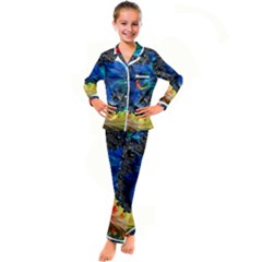 Colorful Digital Art Fractal Design Kid s Satin Long Sleeve Pajamas Set