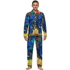 Colorful Digital Art Fractal Design Men s Long Sleeve Velvet Pocket Pajamas Set by Semog4