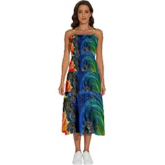 Colorful Digital Art Fractal Design Sleeveless Shoulder Straps Boho Dress by Semog4