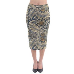 Brown Vintage Background Vintage Floral Pattern Brown Midi Pencil Skirt