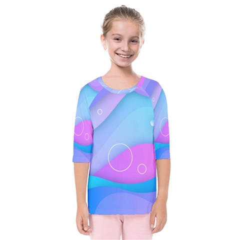 Colorful Blue Purple Wave Kids  Quarter Sleeve Raglan Tee by Semog4