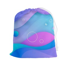 Colorful Blue Purple Wave Drawstring Pouch (2xl)