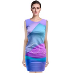 Colorful Blue Purple Wave Sleeveless Velvet Midi Dress