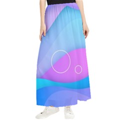 Colorful Blue Purple Wave Maxi Chiffon Skirt