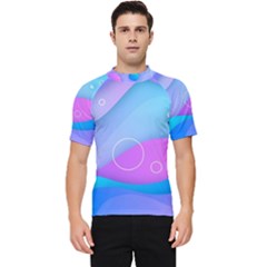 Colorful Blue Purple Wave Men s Short Sleeve Rash Guard