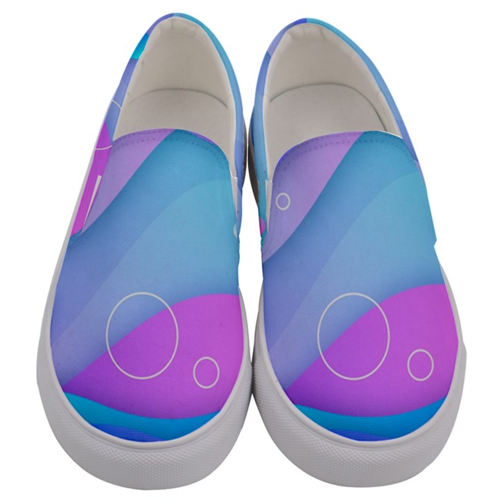 Colorful Blue Purple Wave Men s Canvas Slip Ons