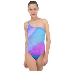 Colorful Blue Purple Wave Classic One Shoulder Swimsuit