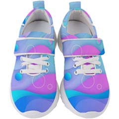 Colorful Blue Purple Wave Kids  Velcro Strap Shoes