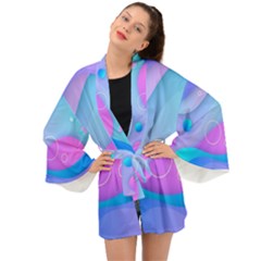 Colorful Blue Purple Wave Long Sleeve Kimono