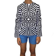 Fractal Star Mandala Black And White Kids  Long Sleeve Swimwear by Semog4