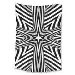 Fractal Star Mandala Black And White Large Tapestry by Semog4