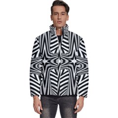 Fractal Star Mandala Black And White Men s Puffer Bubble Jacket Coat by Semog4