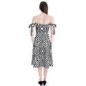 Fractal Star Mandala Black And White Shoulder Tie Bardot Midi Dress View2