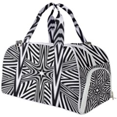 Fractal Star Mandala Black And White Burner Gym Duffel Bag by Semog4