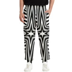 Fractal Star Mandala Black And White Men s Elastic Waist Pants by Semog4