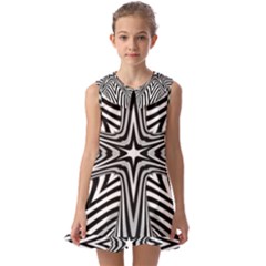 Fractal Star Mandala Black And White Kids  Pilgrim Collar Ruffle Hem Dress by Semog4