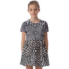 Fractal Star Mandala Black And White Kids  Short Sleeve Pinafore Style Dress by Semog4