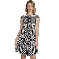 Fractal Star Mandala Black And White Cap Sleeve High Waist Dress by Semog4