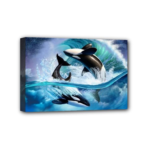 Orca Wave Water Underwater Sky Mini Canvas 6  X 4  (stretched) by Semog4