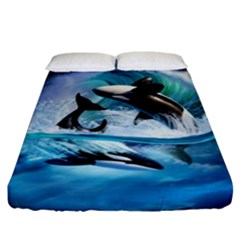 Orca Wave Water Underwater Sky Fitted Sheet (california King Size) by Semog4