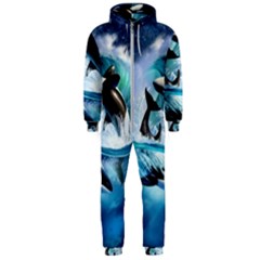 Orca Wave Water Underwater Sky Hooded Jumpsuit (men) by Semog4