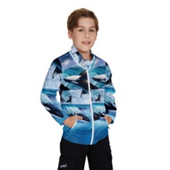 Orca Wave Water Underwater Sky Kids  Windbreaker by Semog4