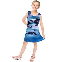 Orca Wave Water Underwater Sky Kids  Tunic Dress by Semog4