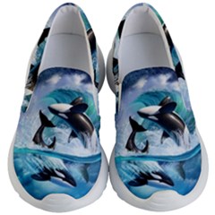 Orca Wave Water Underwater Sky Kids Lightweight Slip Ons by Semog4