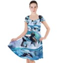 Orca Wave Water Underwater Sky Cap Sleeve Midi Dress View1