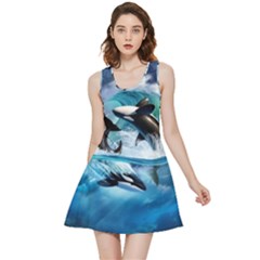 Orca Wave Water Underwater Sky Inside Out Reversible Sleeveless Dress by Semog4