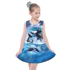 Orca Wave Water Underwater Sky Kids  Summer Dress by Semog4