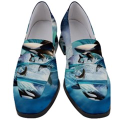 Orca Wave Water Underwater Sky Women s Chunky Heel Loafers by Semog4