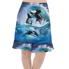 Orca Wave Water Underwater Sky Fishtail Chiffon Skirt by Semog4