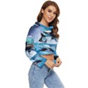 Orca Wave Water Underwater Sky Women s Lightweight Cropped Hoodie View3