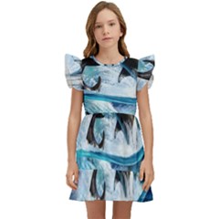 Orca Wave Water Underwater Sky Kids  Winged Sleeve Dress by Semog4