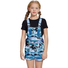 Orca Wave Water Underwater Sky Kids  Short Overalls by Semog4