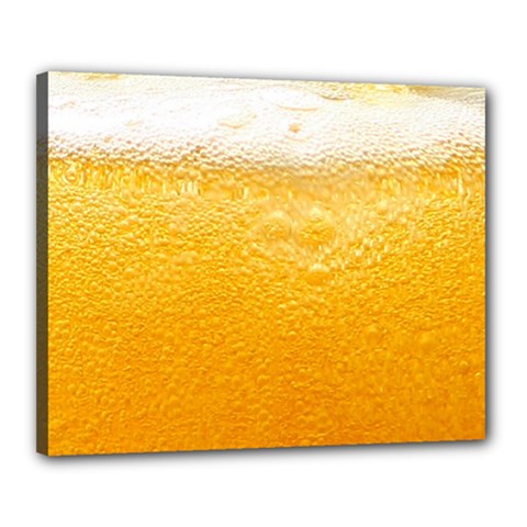 Texture Pattern Macro Glass Of Beer Foam White Yellow Canvas 20  X 16  (stretched) by Semog4